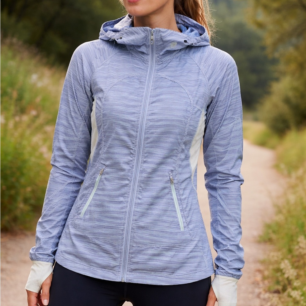 lululemon Run Make A Break Jacket Womens 6 Striped Blue Activewear Performance